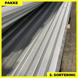 Trapezplade MTP 20 - 2. sortering - 10 stk. af ca. 3000 mm - Aluzink - 30 m�