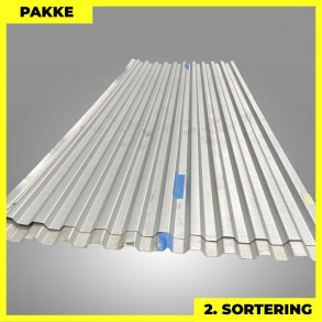 Trapezplade MTP 20 - 2. sortering - 10 stk. af ca. 3000 mm - Aluzink - 30 m�