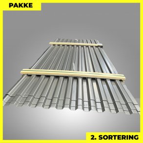 Trapezplade MTP 20 - 2. sortering - 14 stk. af 3000 mm - M�rk Silver - 42 m�