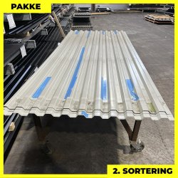 Trapezplade MTP 20 - 2. sortering - 8 stk. af ca. 3000 mm - Lysegr� - 24 m�