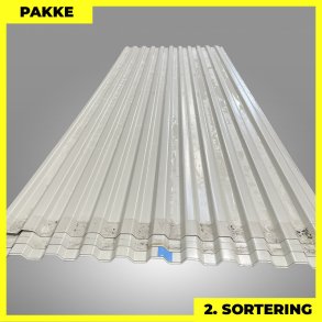 Trapezplade MTP 20 - 2. sortering - 8 stk. af ca. 3000 mm - Lysegr� - 24 m�