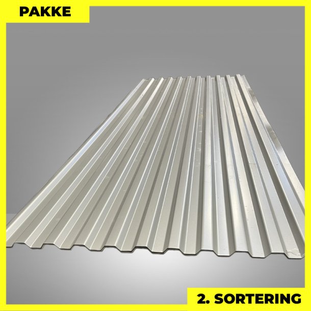 Trapezplade MTP 20 - 2. sortering - 9 stk. af 3000 mm - Silver - 27 m�