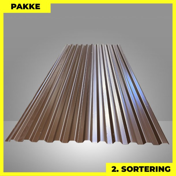 Trapezplade MTP 20 - 2. sortering - 4 stk. af 3000 mm - Brun - 12 m�