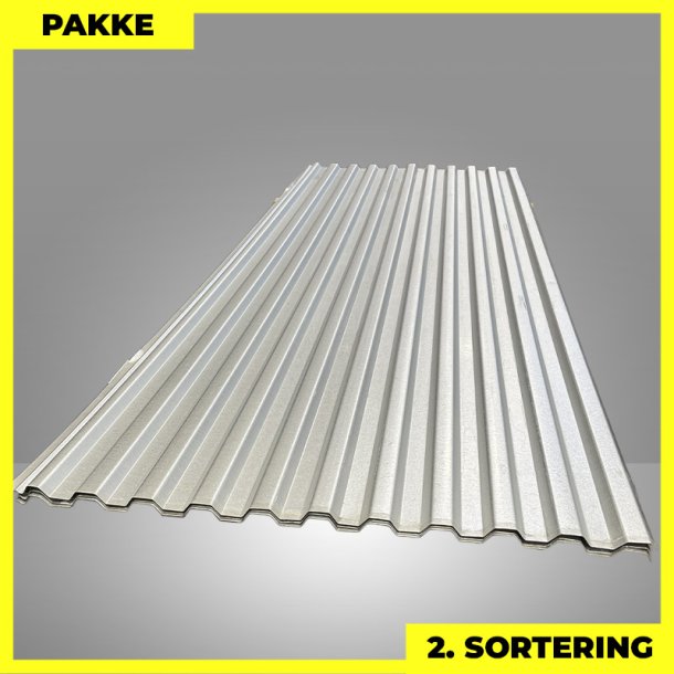 Trapezplade MTP 20 - 2. sortering - 6 stk. af 3000 mm - Aluzink - 18 m�