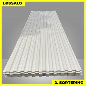 Trapezplade MTP 20 - 2. sortering - 3000 mm - Hvid