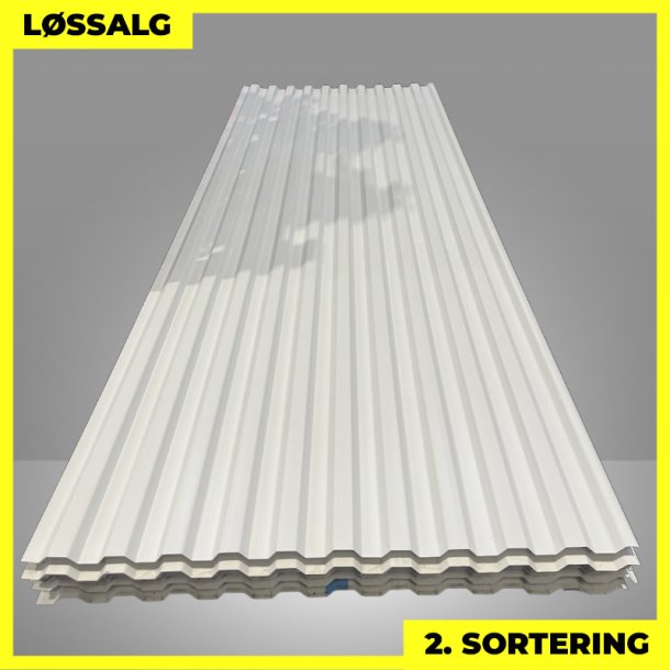 Trapezplade MTP 20 - 2. sortering - 3000 mm - Hvid