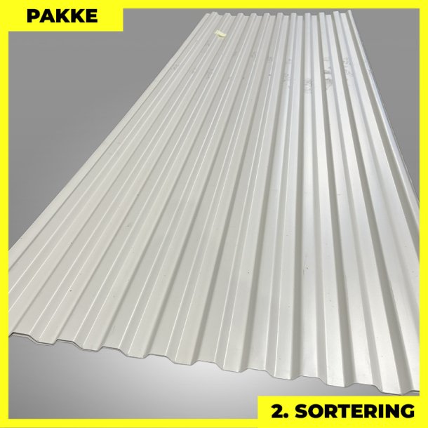 Trapezplade MTP 20 - 2. sortering - 8 stk. af 3000 mm - Hvid - 24 m�