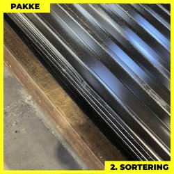 Trapezplade MTP 21 m/ dug - 2. sortering - 8 stk. af 5250 mm - Sort - 43,4 m�