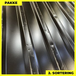 Trapezplade MTP 21 m/ dug - 2. sortering - 8 stk. af 5250 mm - Sort - 43,4 m�