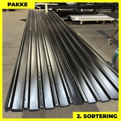 Trapezplade MTP 21 m/ dug - 2. sortering - 8 stk. af 5250 mm - Sort - 43,4 m�