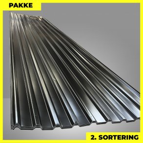 Trapezplade MTP 21 m/ dug - 2. sortering - 8 stk. af 5250 mm - Sort - 43,4 m�