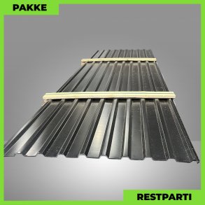 Trapezplade MTP 21 - Restparti - 6 stk. af 3750 mm - 0,4 mm - Sort - 23,2 m&sup2;