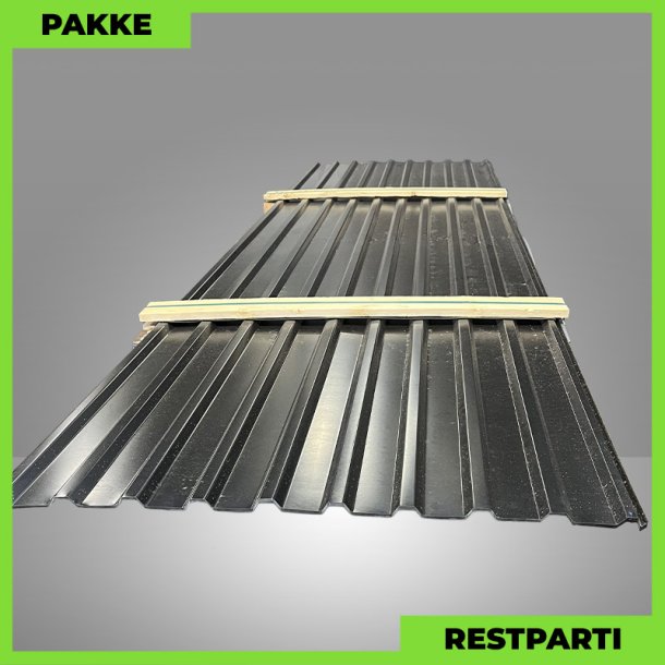Trapezplade MTP 21 - Restparti - 6 stk. af 3750 mm - 0,4 mm - Sort - 23,2 m&sup2;