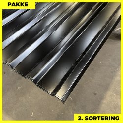 Trapezplade MTP 21 m/ dug - 2. sortering - 5 stk. af 5000 mm - Sort - 25,8 m&sup2;