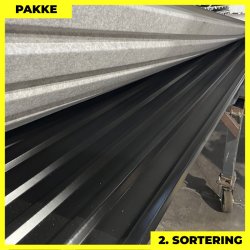 Trapezplade MTP 21 m/ dug - 2. sortering - 2 stk. af 5000-5200 mm - Sort - 10,5 m�