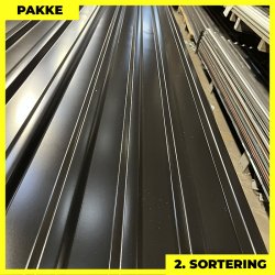 Trapezplade MTP 21 m/ dug - 2. sortering - 2 stk. af 5000-5200 mm - Sort - 10,5 m�