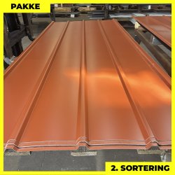 Pandeplade MTP 20/220 m/ dug - 2. sortering - 7 stk. af 3000 mm - Teglr�d - 22,6 m�