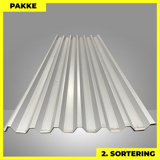 Trapezplade MTP 45 m/ dug - 2. sortering - 5 stk. af 3000 mm - Silver - 13,5 m�