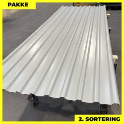 Trapezplade MTP 21 m/ dug - 2. sortering - 7 stk. af 3000 mm - Lysegr - 21,7 m&sup2;