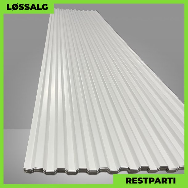 Trapezplade MTP 20 - Restparti - 4900 mm - 0,4 mm - Hvid
