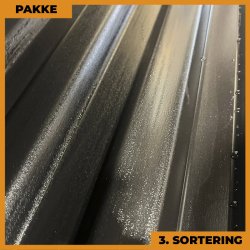 Trapezplade MTP 20 - 3. sortering - 7 stk. af 4000-5600 mm - Sort - 34,4 m