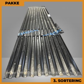 Trapezplade MTP 20 - 3. sortering - 7 stk. af 4000-5600 mm - Sort - 34,4 m²