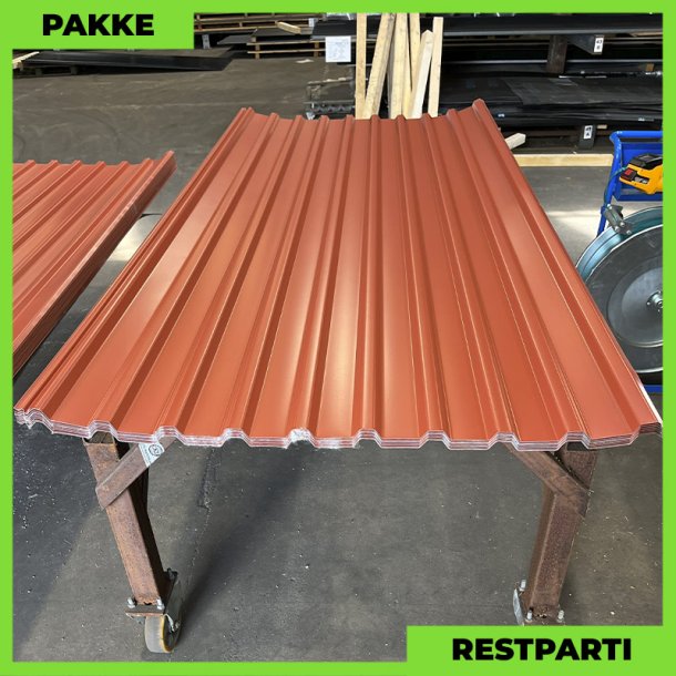 Trapezplade MTP 21 m/ dug - Restparti - 10 stk. af 2500 mm - Teglrd - 25,8 m