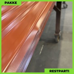 Trapezplade MTP 21 m/ dug - Restparti - 9 stk. af 5000 mm - Teglrd - 46,5 m&sup2;