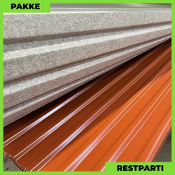 Trapezplade MTP 21 m/ dug - Restparti - 9 stk. af 5000 mm - Teglrd - 46,5 m&sup2;