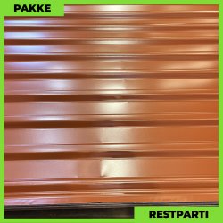 Trapezplade MTP 21 m/ dug - Restparti - 9 stk. af 5000 mm - Teglrd - 46,5 m&sup2;