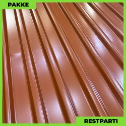 Trapezplade MTP 21 m/ dug - Restparti - 9 stk. af 5000 mm - Teglrd - 46,5 m&sup2;