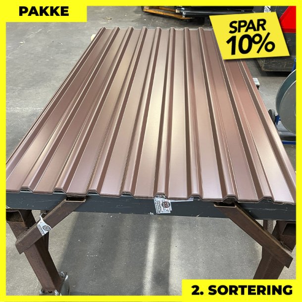 Trapezplade MTP 21 - 2. sortering - 9 stk. af 2000 mm - Brun - 18,6 m