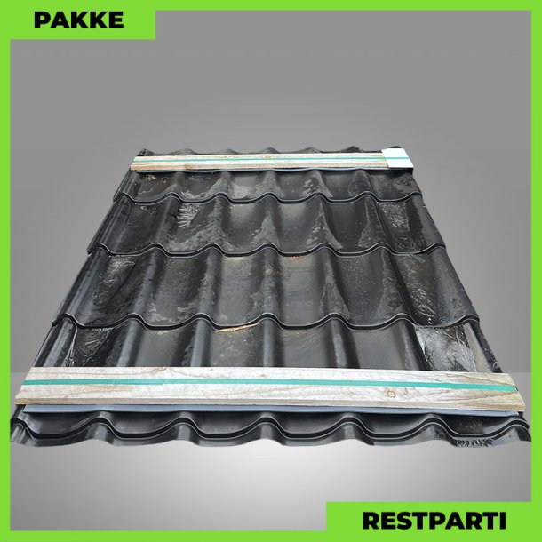 Teglstensprofil Eva - Restparti - 17 stk. af 1520 mm - 0,5 mm - Sort - 28,4 m�