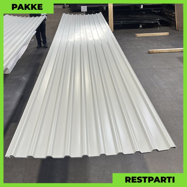 Trapezplade MTP 21 m/ dug - Restparti - 12 stk. af 5000 mm - Lysegr - 62,1 m