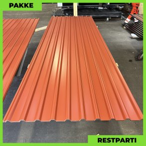 Trapezplade MTP 21 - Restparti - 11 stk. af 3500 mm - Teglrd - 39,8 m²