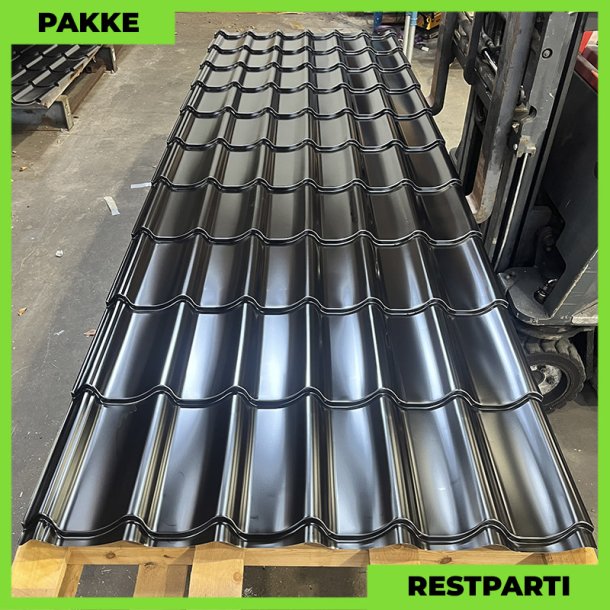 Teglstensprofil Eva - Restparti - 8 stk. af 3620 mm - 0,45 mm - Sort - 31,8 m