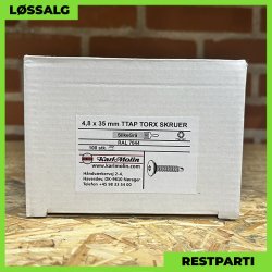 Montageskrue - 4,8x35 mm - TTAP Torx - RAL 7044 Lysegr - 100 stk.