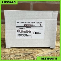 Skrue til stl - 4,8x19 mm - TTAP Torx - RAL 8004 Teglrd - 100 stk.