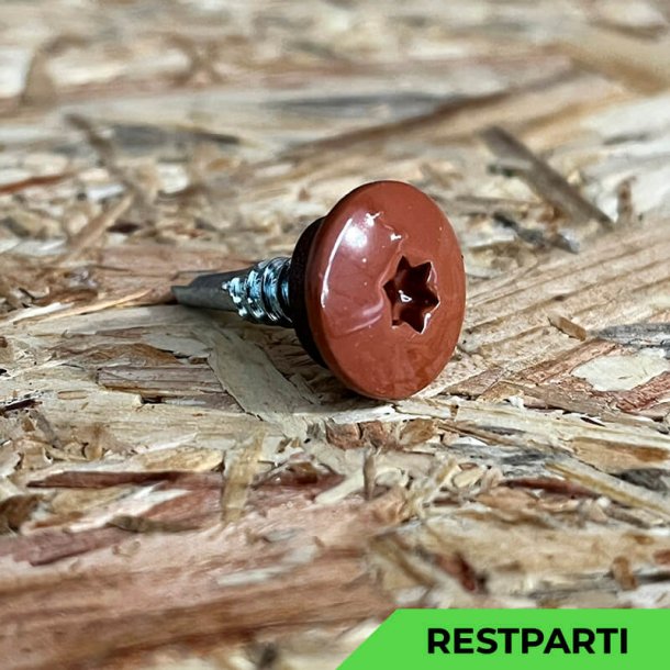 Skrue til stl - 4,8x19 mm - TTAP Torx - RAL 8004 Teglrd - 100 stk.