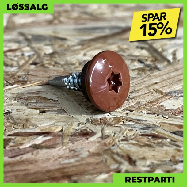 Skrue til stl - 4,8x19 mm - TTAP Torx - RAL 8004 Teglrd - 100 stk.