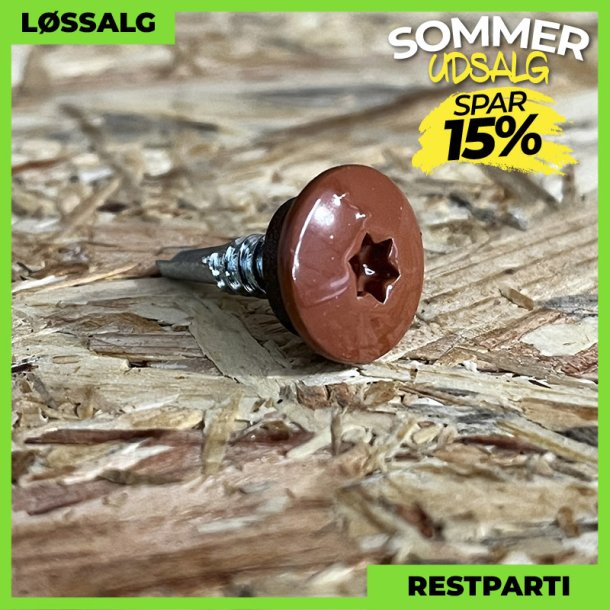 Skrue til stl - 4,8x19 mm - TTAP Torx - RAL 8004 Teglrd - 100 stk.