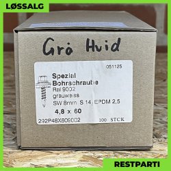 Montageskrue - 4,8x60 mm - Farmer - RAL 9002 Grhvid - 100 stk.