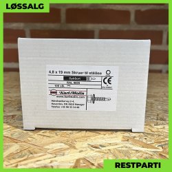 Skrue til stlse - 4,8x19 mm - Farmer - RAL 9005 Sort - 100 stk.