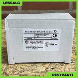 Skrue til stlse - 4,8x19 mm - Farmer - RAL 7044 Lysegr - 100 stk.