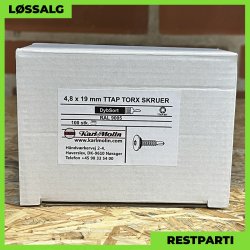 Skrue til stlse - 4,8x19 mm - TTAP Torx - RAL 9005 Sort - 100 stk.