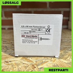 Montageskrue - 4,8x60 mm - Farmer - RAL 9010 Hvid - 100 stk.