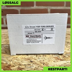 Skrue til stlse - 4,8x19 mm - Torx - RAL 9010 Hvid - 100 stk.