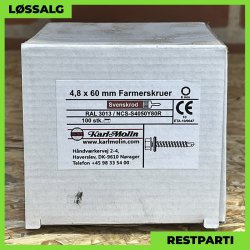 Montageskrue - 4,8x60 mm - Farmer - RAL 3013 Svenskrd - 100 stk.