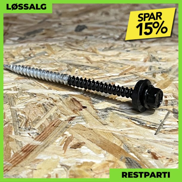 Montageskrue - 4,8x80 mm - Farmer - RAL 9005 Sort - 100 stk.