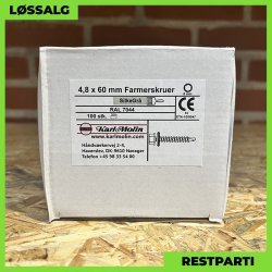 Montageskrue - 4,8x60 mm - Farmer - RAL 7044 Lysegr - 100 stk.
